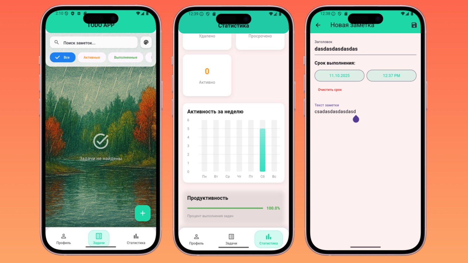 Shared notes: tasks and statistics