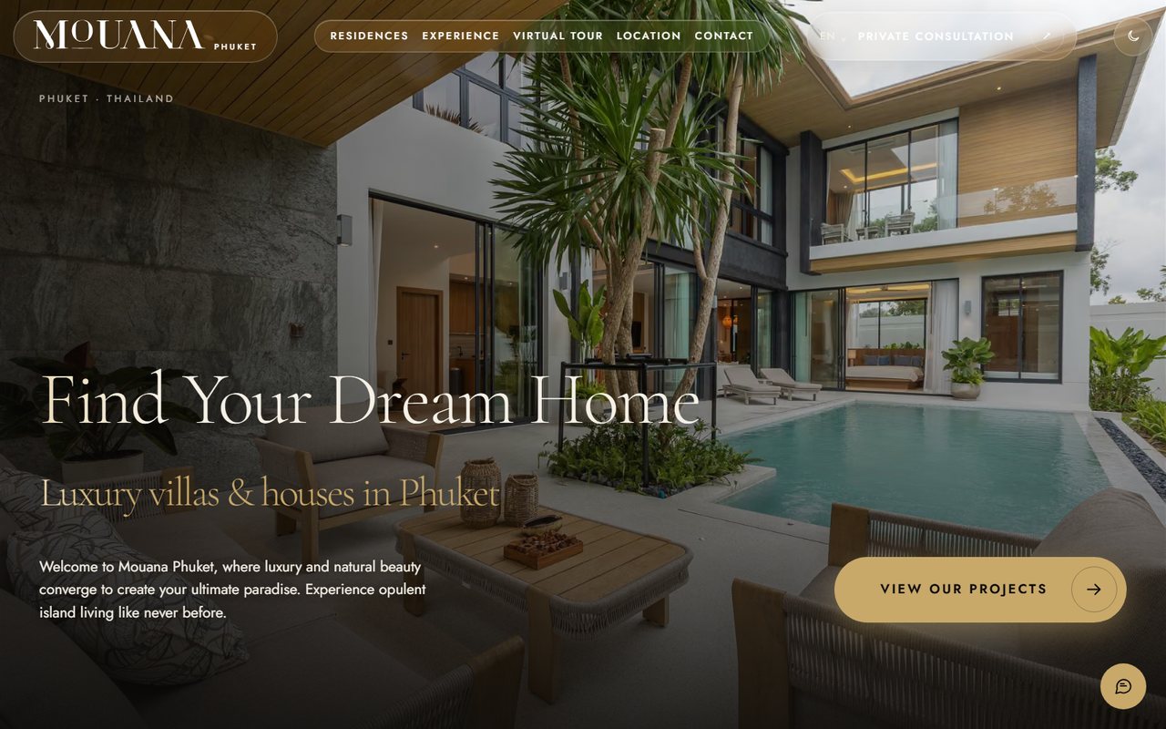 Home: hero with the villa collection intro